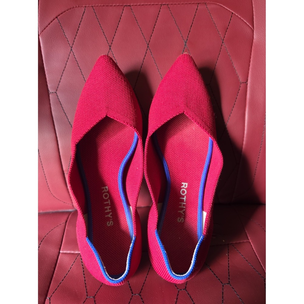 Rothy's The Point Red Ballet Slipper Flats Size  W 7.5